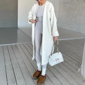 Women's clothing 2025 autumn and winter new casual thick knitted cardigan mid long lazy woolen coat