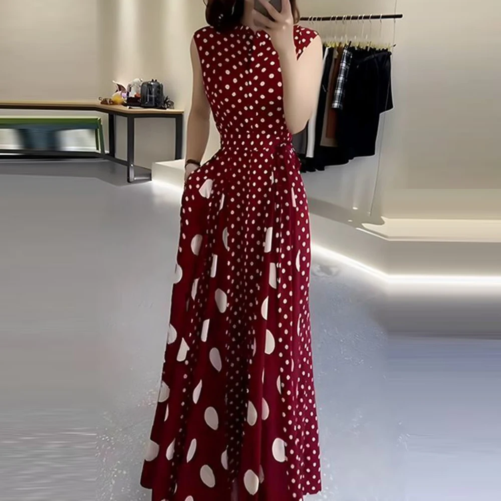 Women's clothing 2025 summer high-end coffee break French formal settings red polka dot dress women - Image 7