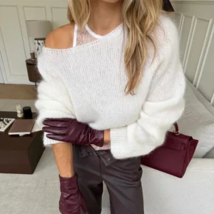 Women's Clothing 2025 Autumn New Item Sweet and Fresh Loose Round Neck Long Sleeved Knitted Sweater Top
