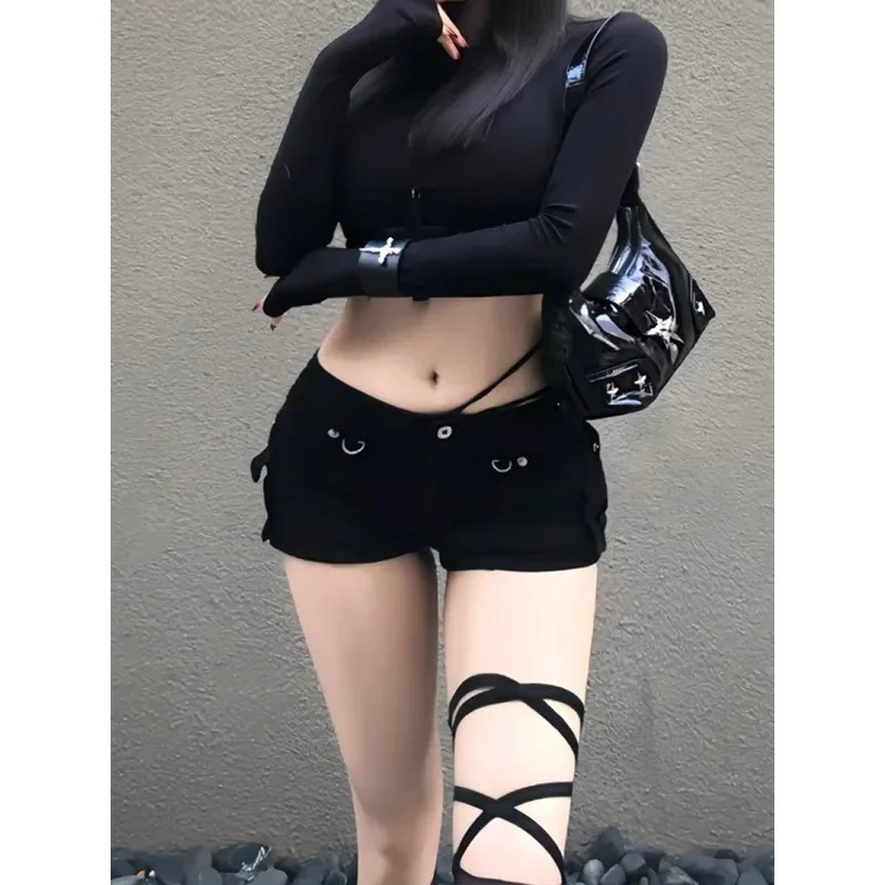 Woman Jeans for Women Low Rise Jeans Baggy Denim Shorts Big Size Women's Pants Coquette Summer Clothes Shoujo Girl Style Jorts - Image 2