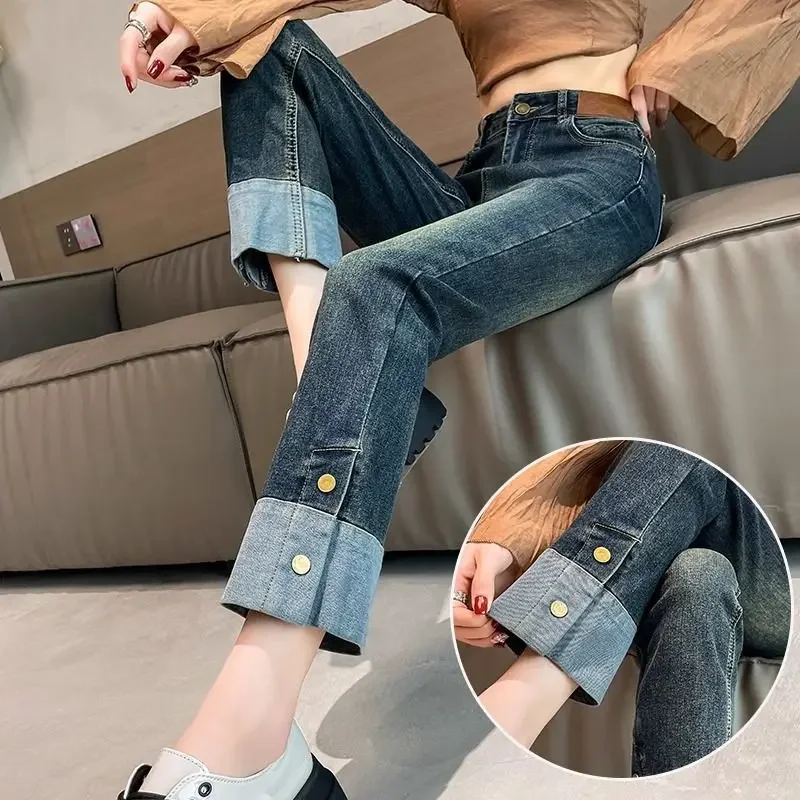 Woman Jeans High Waist Straight Leg Denim Pants for Women Fitted Vintage Chic and Elegant Unique 90s Teenagers Vibrant Trousers - Image 6