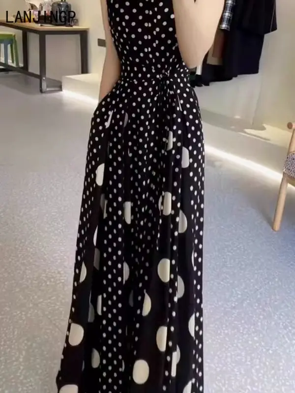 Women's clothing 2025 summer high-end coffee break French formal settings red polka dot dress women - Image 4