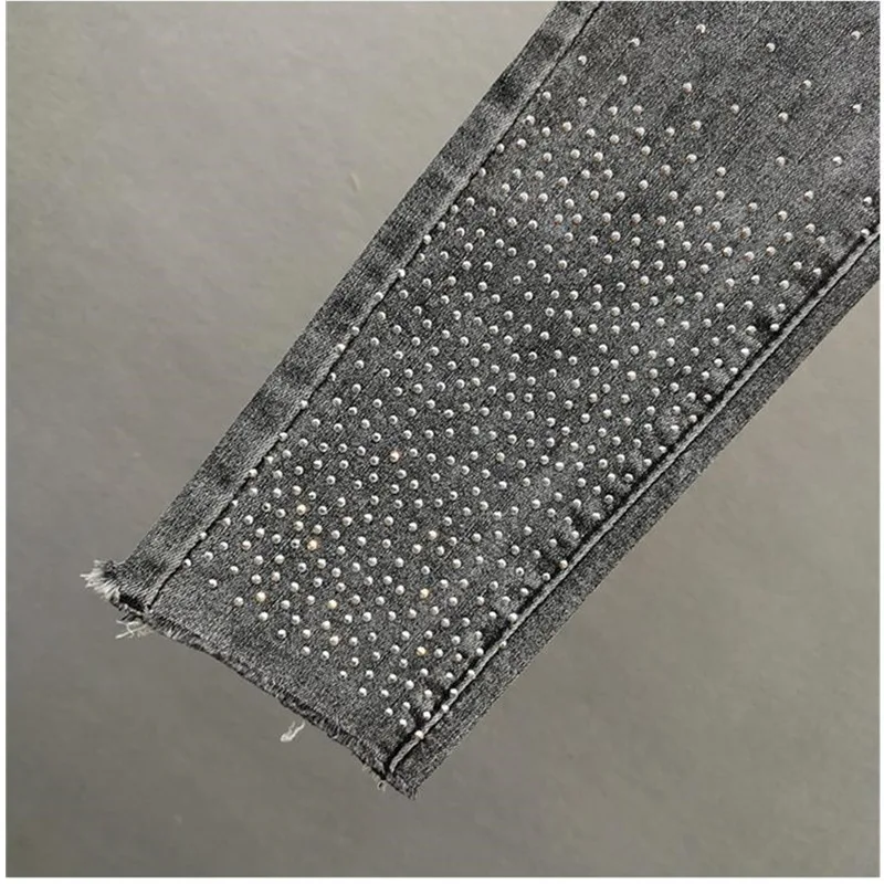 Women's Jeans 2025 Summer New Elastic Slim Heavy Industry Hot Diamond Small Foot Pencil Pants Female Casual Denim Trousers - Image 5