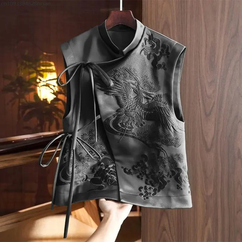 Top Women Chinese Style Tang Clothes Embroidery Phoenix Flower Qipao Lady Vest Vintage Clothing Casual Carnival Dress Up Party - Image 5