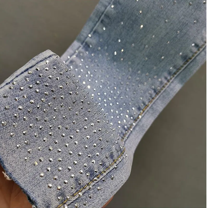 Women's Jeans 2025 Summer New Elastic Slim Heavy Industry Hot Diamond Small Foot Pencil Pants Female Casual Denim Trousers - Image 6