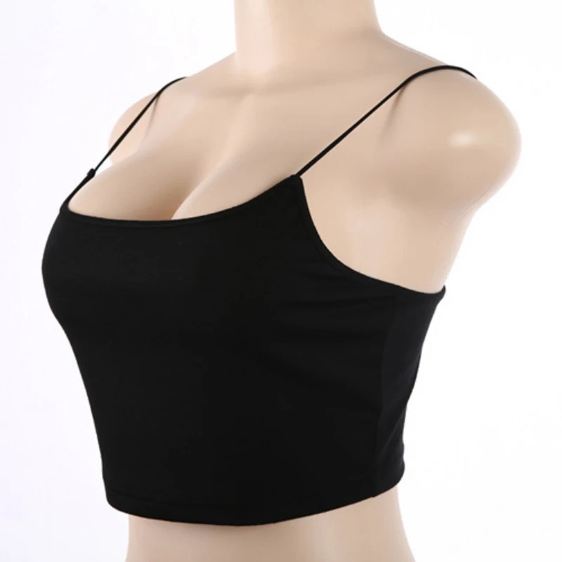 Women Summer Fashion Tanks Tops Sexy Vest Sleeveless Cotton Straps Camis Fitness Bustier Crop Top Seamless Tees Black White Tops - Image 3