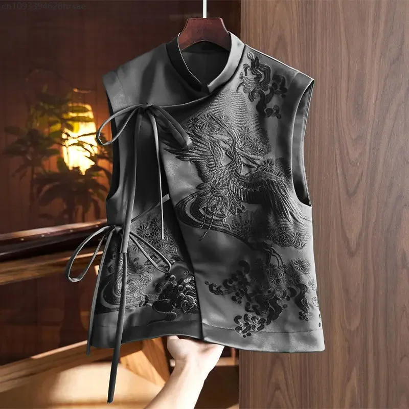 Top Women Chinese Style Tang Clothes Embroidery Phoenix Flower Qipao Lady Vest Vintage Clothing Casual Carnival Dress Up Party - Image 7