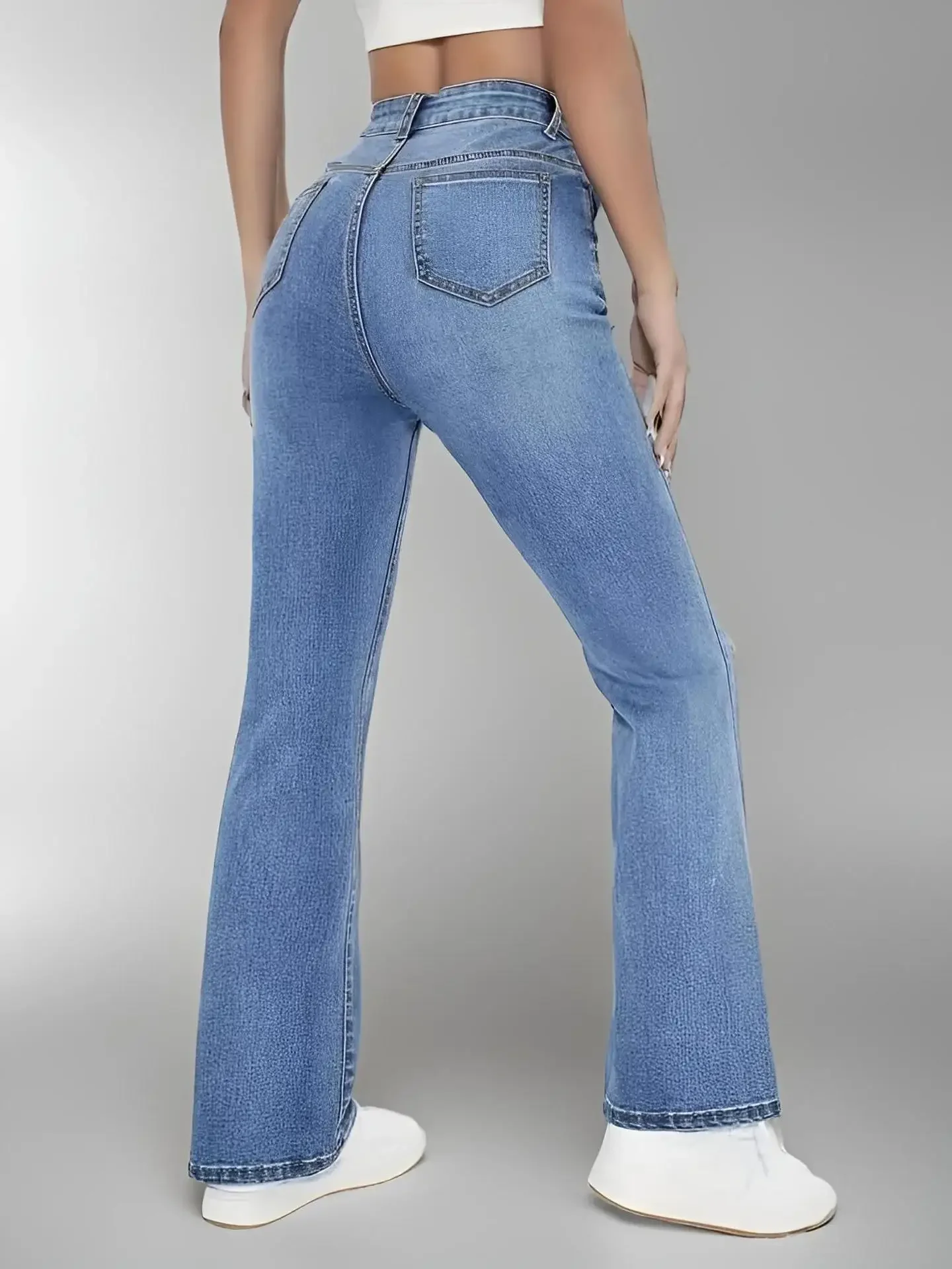 New women's hot jeans slimming European and American style casual versatile high waist washed Denim trousers for women - Image 3