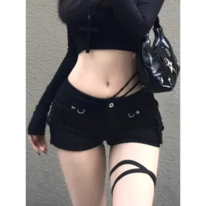 Woman Jeans for Women Low Rise Jeans Baggy Denim Shorts Big Size Women's Pants Coquette Summer Clothes Shoujo Girl Style Jorts
