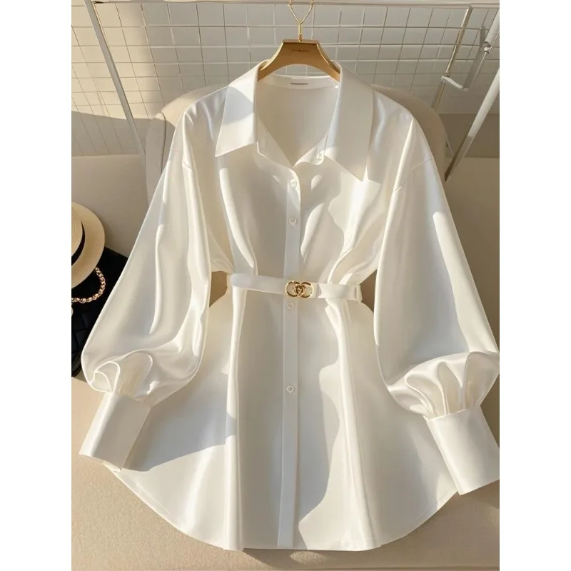 Women's Clothing Early Autumn White Blouses New French High-end Shirts Luxury Design White Shirts Tops Light Mature Style - Image 3