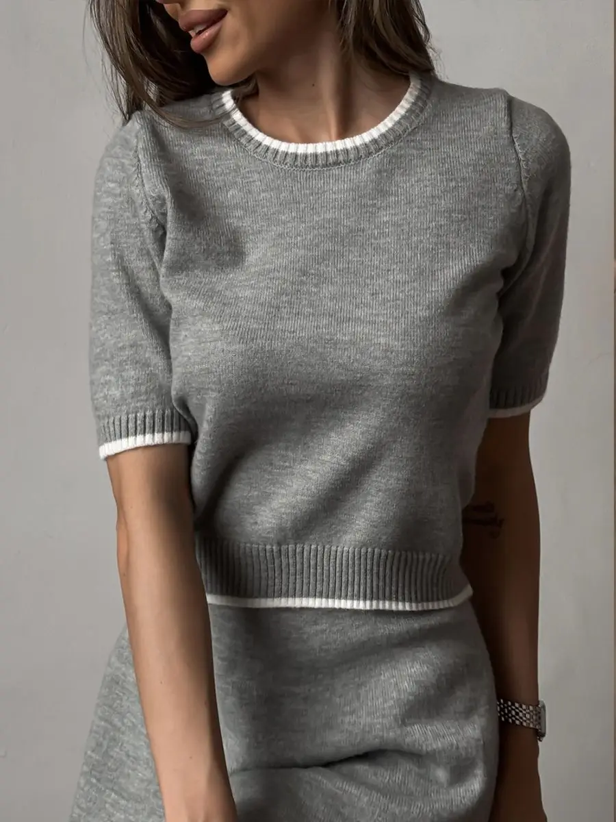 2025 New Women's Clothing Sets - Elegant Blouses Short Skirts and Knitted Tops - Image 3