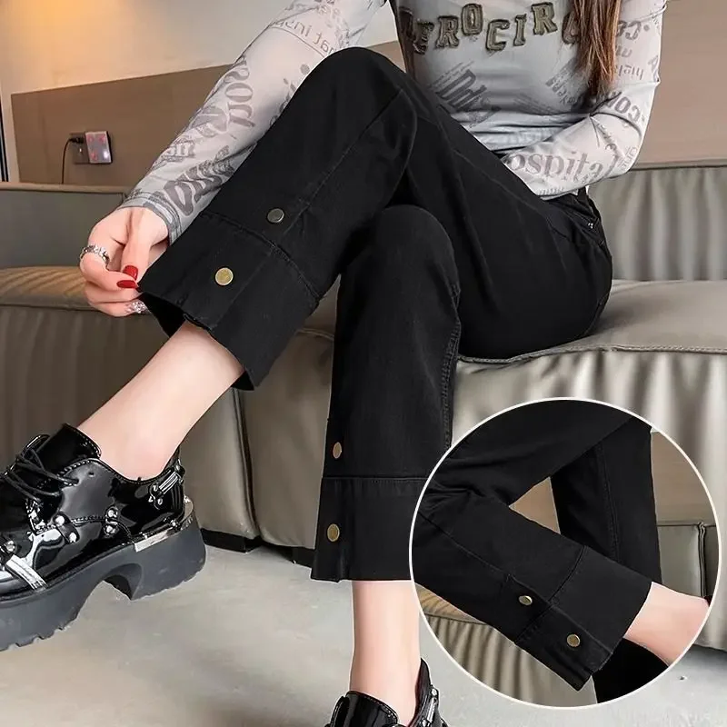 Woman Jeans High Waist Straight Leg Denim Pants for Women Fitted Vintage Chic and Elegant Unique 90s Teenagers Vibrant Trousers - Image 7
