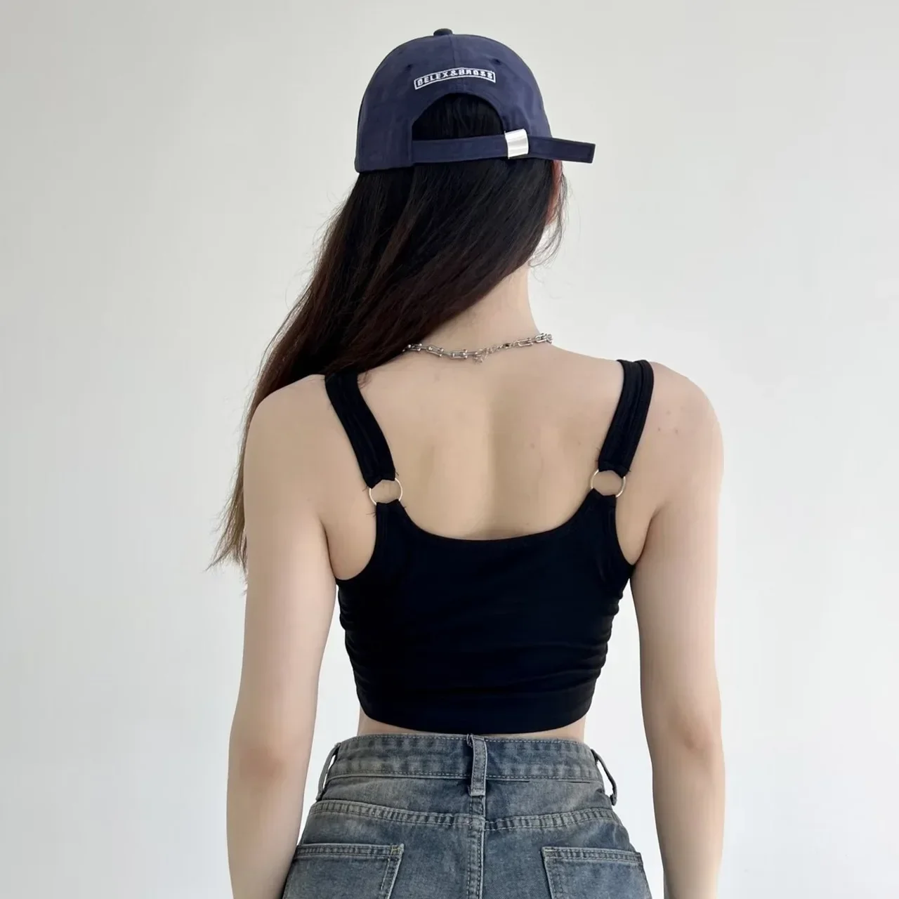 Women Summer Tops Sexy Camisole Square Collar Tank Top Y2k Slveless Female Crop Tops With Pad Fashion Vest Embroidery Letter - Image 3