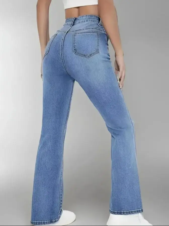New women's hot jeans slimming European and American style casual versatile high waist washed Denim trousers for women - Image 5